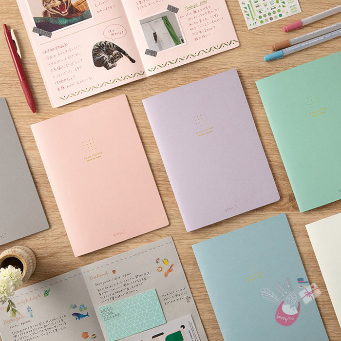 MIDORI - Cahier Journal - 56 Pages - Dotted - A5 - Grey - Pack of 5
