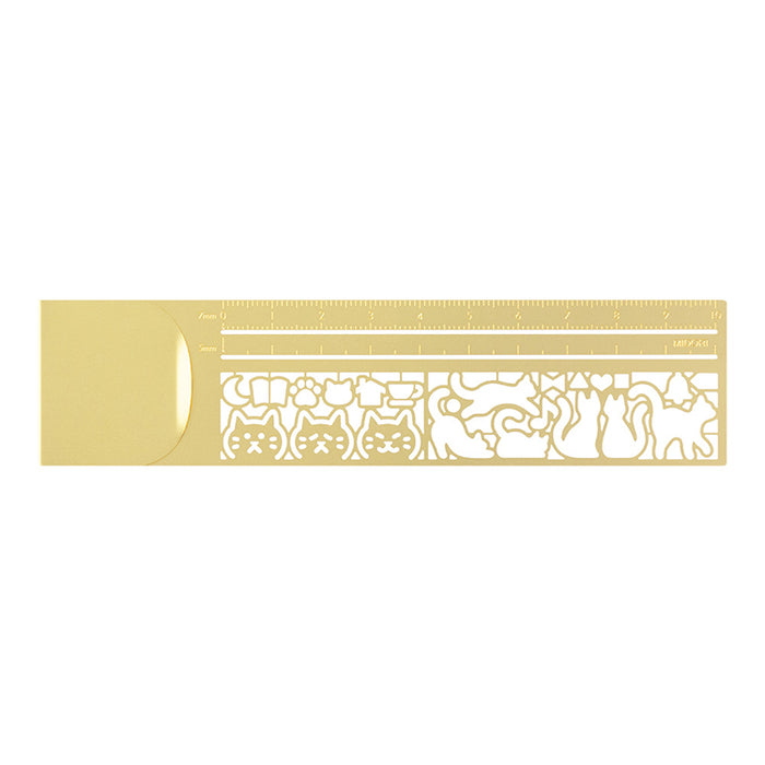 MIDORI - Clip Ruler - 10cm - Brass - Cat