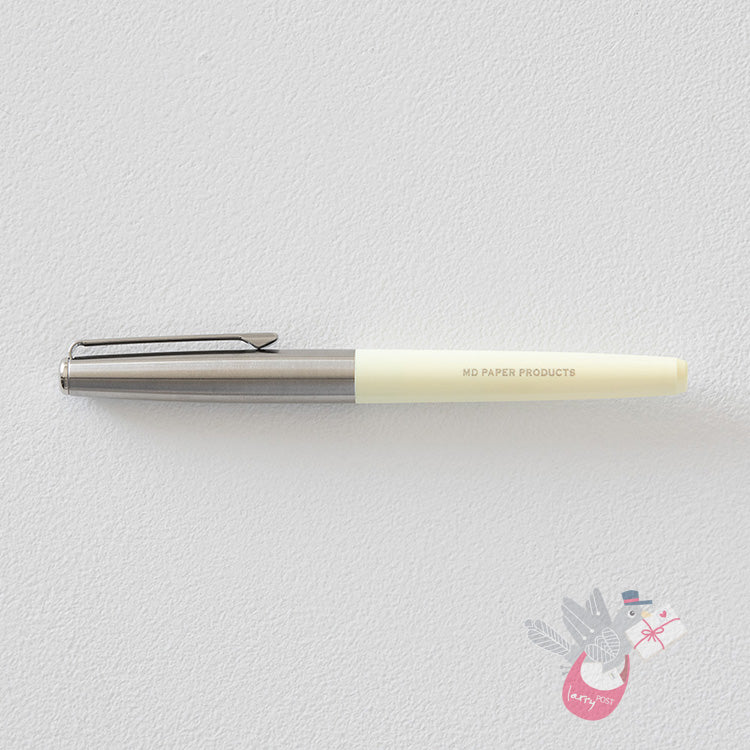 MIDORI Fountain Pen - Stainless Steel/Cream - Steel Medium Nib