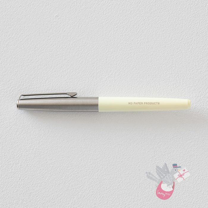 MIDORI Fountain Pen - Stainless Steel/Cream - Steel Medium Nib