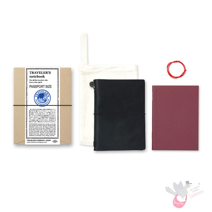 Traveler's Company Leather Notebook - Passport Size Starter Kit - Black