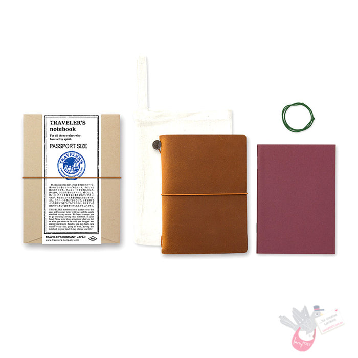 Traveler's Company Leather Notebook - Passport Size Starter Kit - Camel