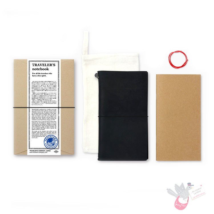 Traveler's Company Leather Notebook - Regular Size Starter Kit - Black