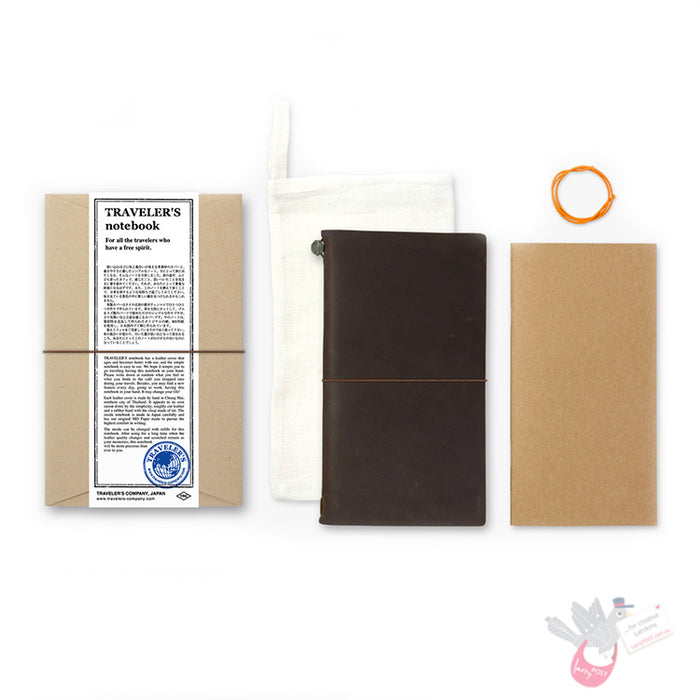 Traveler's Company Leather Notebook - Regular Size Starter Kit - Brown