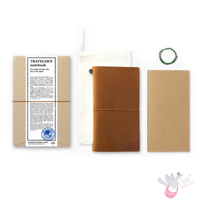 Traveler's Company Leather Notebook - Regular Size Starter Kit - Camel
