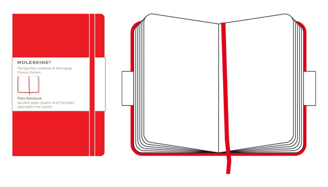 MOLESKINE Classic Hard Cover Notebook - Pocket (A6) - Plain - Red