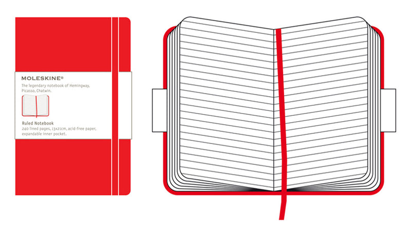 MOLESKINE Classic Hard Cover Notebook - Pocket (A6) - Ruled - Red