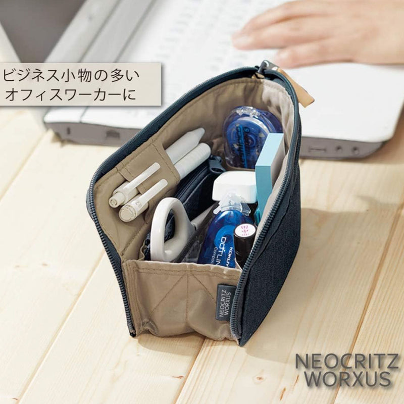 KOKUYO Neocritz Worxus Tool/Pencil/Pen case - Charcoal/Light Blue