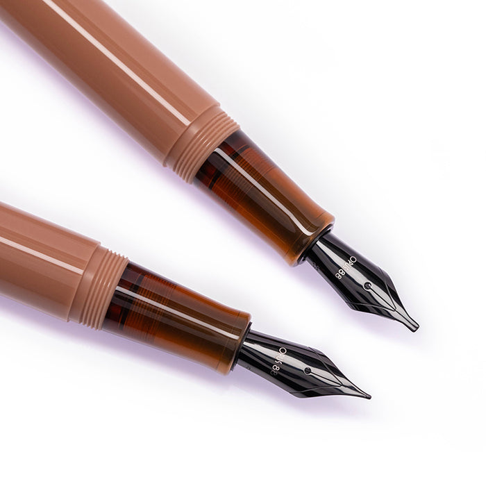 OPUS 88 Demonstrator Fountain Pen - Mocha Mousse - 1.5mm Italic (stub) PVD Nib