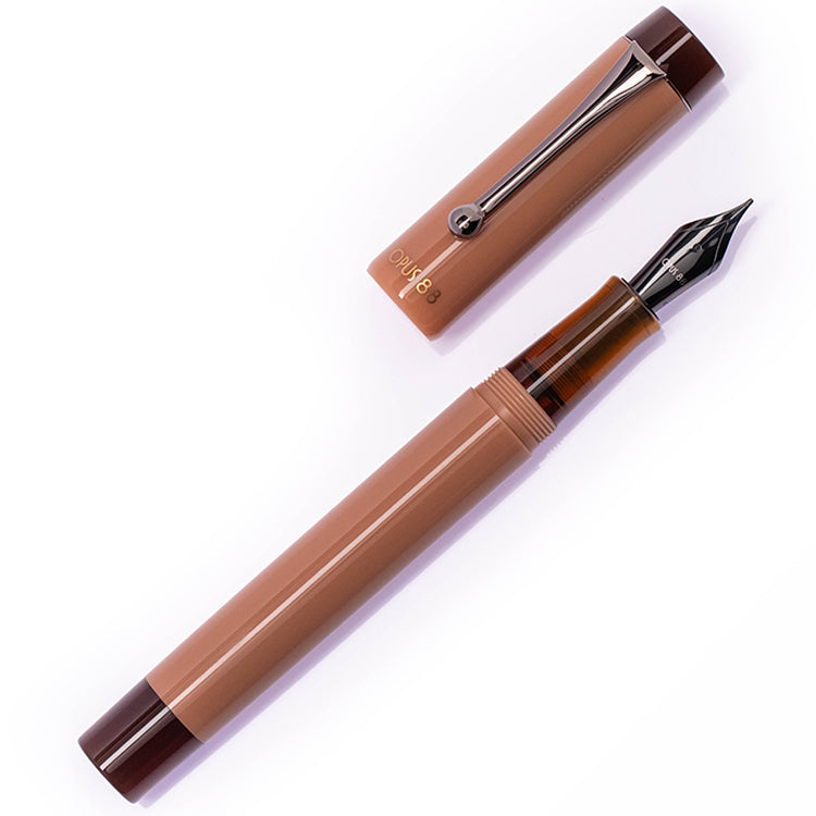 OPUS 88 Demonstrator Fountain Pen - Mocha Mousse - Broad PVD Nib
