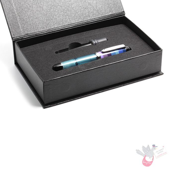 OPUS 88 Mini Pocket Fountain Pen - Stripe / Blue - Medium Nib