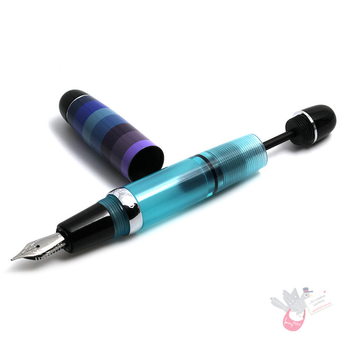 OPUS 88 Mini Pocket Fountain Pen - Stripe / Blue - Broad Nib