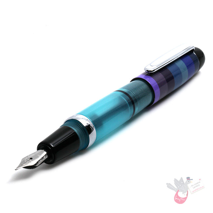 OPUS 88 Mini Pocket Fountain Pen - Stripe / Blue - Medium Nib