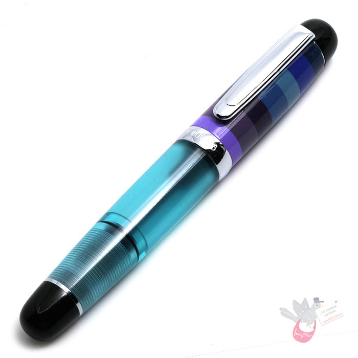 OPUS 88 Mini Pocket Fountain Pen - Stripe / Blue - Medium Nib