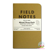 FIELD NOTES’ÇÎå Original - Set of 3 - Pocket (A6 9x13cm) - Natural Kraft Colour - Mixed 3 Pack (squared