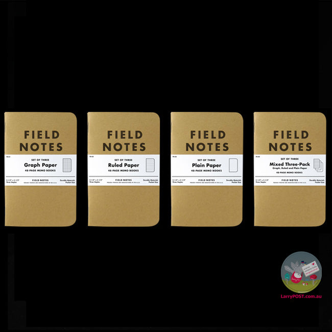 FIELD NOTES Original - Set of 3 - Pocket (A6 9 x 14cm) - Natural Kraft Colour - Mixed (graph, ruled, plain)