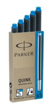 PARKER Quink Ink Cartridges - 5 Pack - Washable - Blue