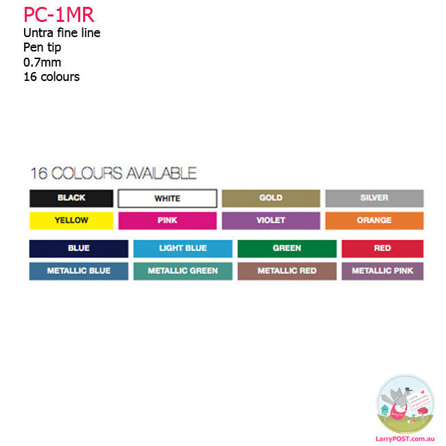 POSCA Paint Pen - 0.7mm Ultra-Fine (PC-1MR) Metal Tip - 16 Colours Available