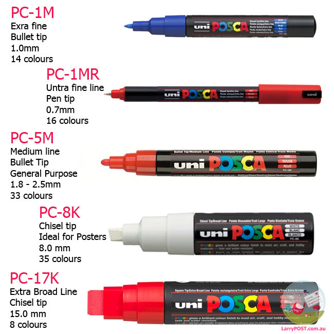 POSCA Paint Marker - 15mm Chisel (PC-17K) for posters / signs - 8 Colours Available
