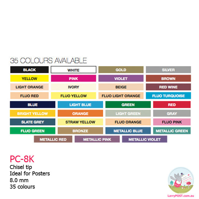 POSCA Paint Marker- 8mm Chisel (PC-8K) - 35 Colours Available