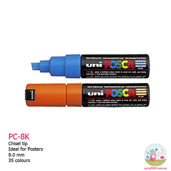 POSCA Paint Marker- 8mm Chisel (PC-8K) - 35 Colours Available 