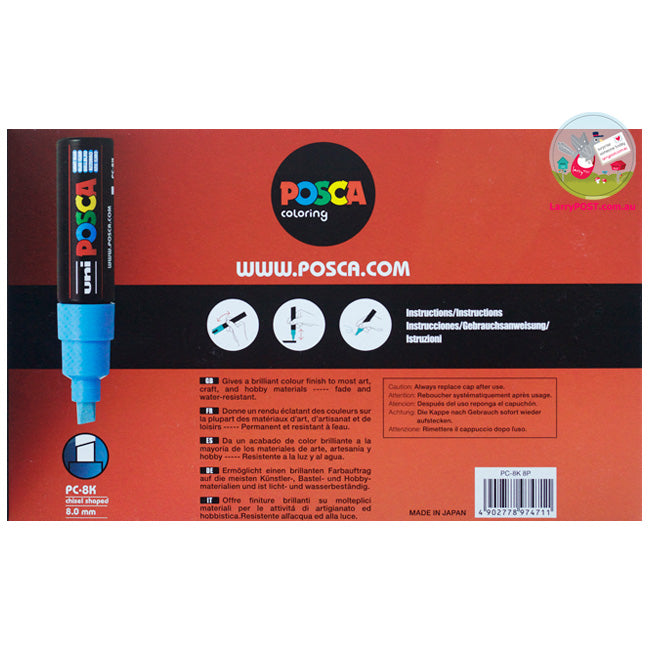 POSCA Paint Marker - 8mm Chisel (PC-8K) - Gift Box of 8