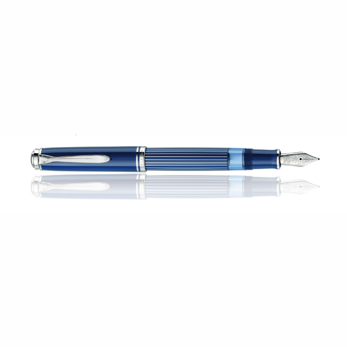 PELIKAN Souveran M815 Fountain Pen - Metal Striped Blue (Limited Edition)