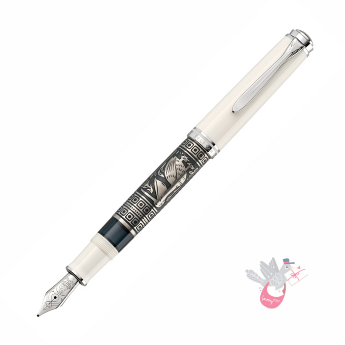 PELIKAN Toledo M910 (18K nib, 925 Silver Sleeve) Fountain Pen - White - Fine