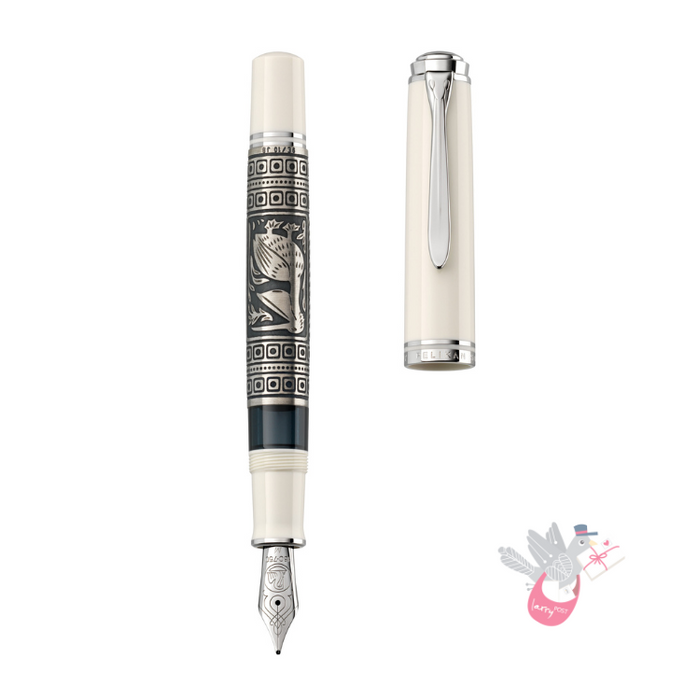 PELIKAN Toledo M910 (18K nib, 925 Silver Sleeve) Fountain Pen - White - Fine