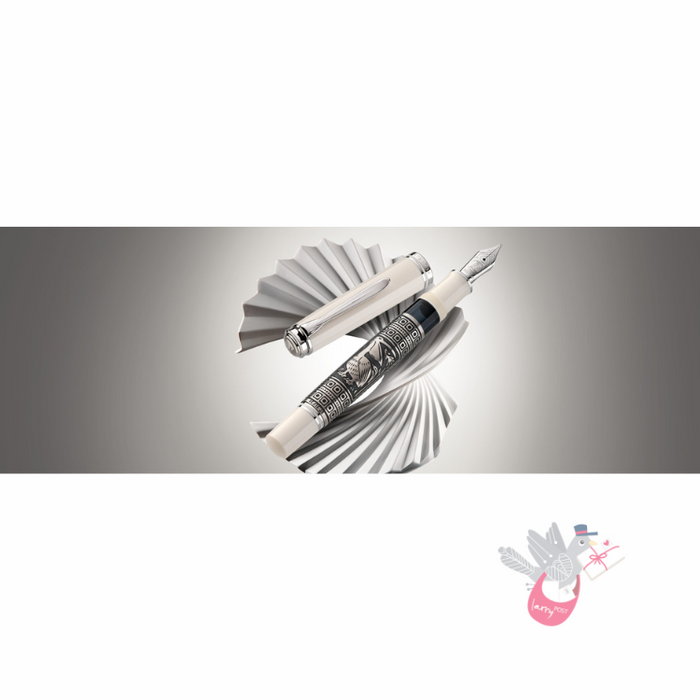 PELIKAN Toledo M910 (18K nib, 925 Silver Sleeve) Fountain Pen - White - Fine