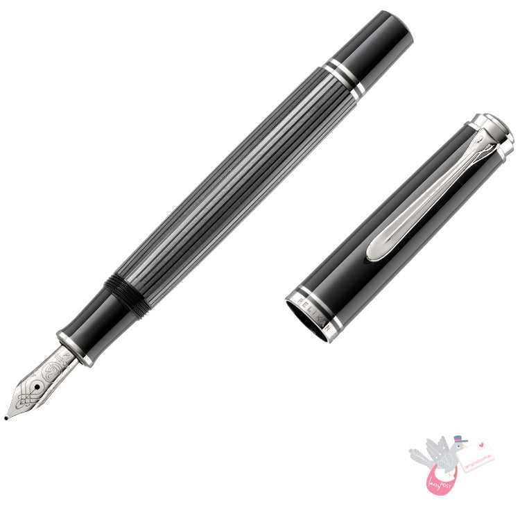 PELIKAN Souveran M605 Stresemann Fountain Pen - Anthracite/Palladium Trim