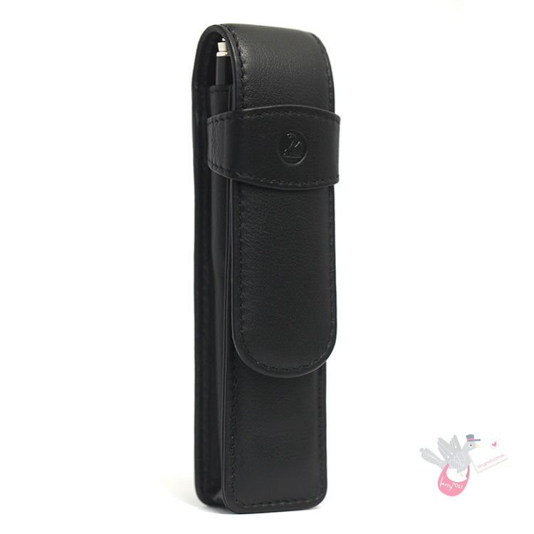 PELIKAN Black Leather Pen Pouch - Double