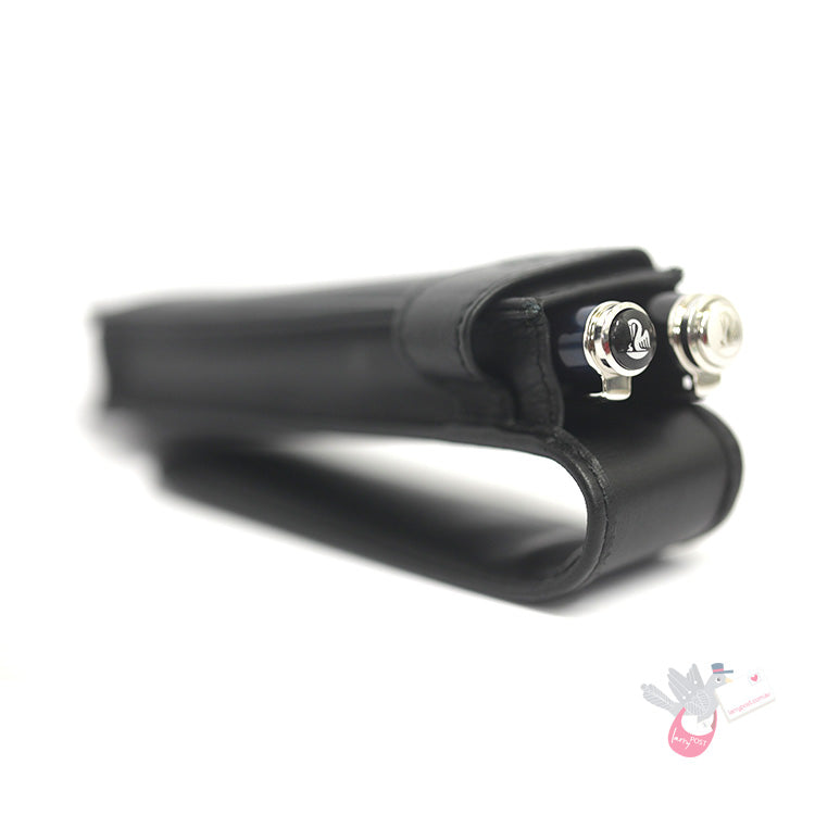 PELIKAN Black Leather Pen Pouch - Double