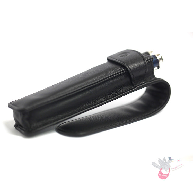 PELIKAN Black Leather Pen Pouch - Double