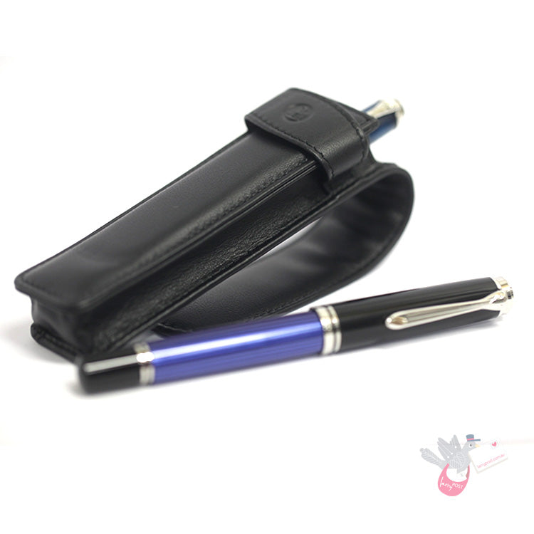 PELIKAN Black Leather Pen Pouch - Double