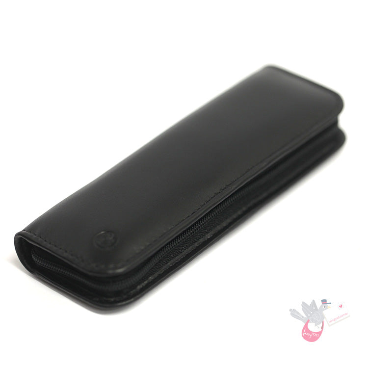 PELIKAN Black Napa Leather Zippered Pen Pouch - Double