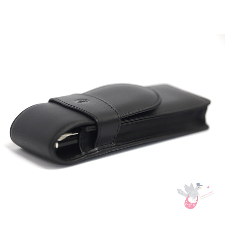 PELIKAN Black Leather Pen Pouch - Triple