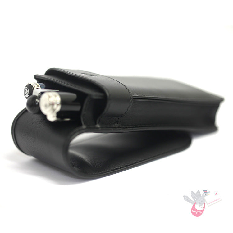 PELIKAN Black Leather Pen Pouch - Triple