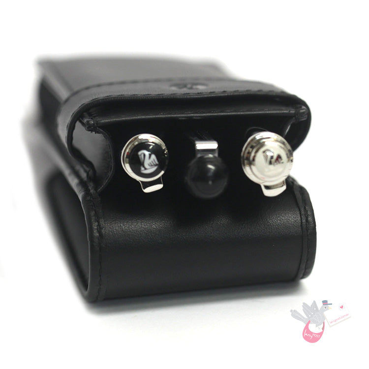 PELIKAN Black Leather Pen Pouch - Triple
