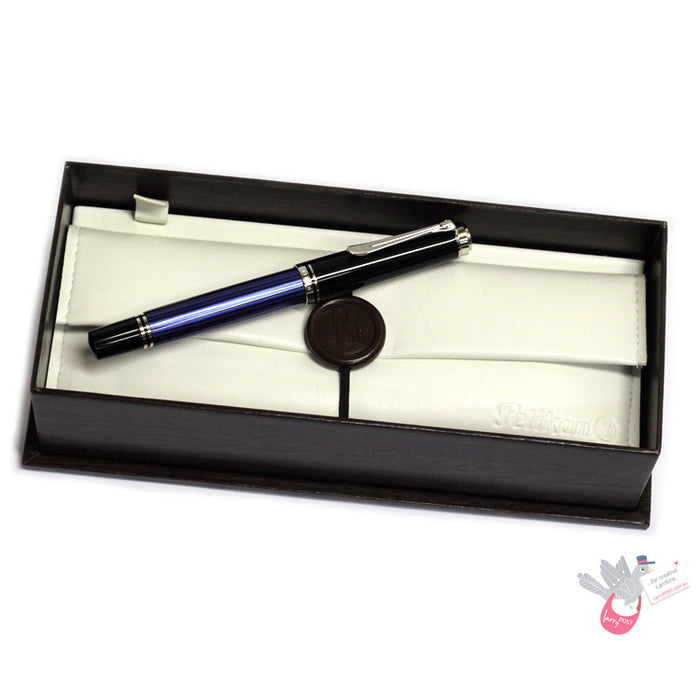 PELIKAN Souveran M405 Fountain Pen - Black/Blue/Palladium Trim - Medium