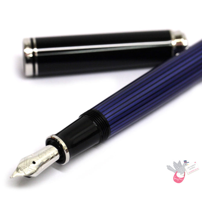 PELIKAN Souveran M405 Fountain Pen - Black/Blue/Palladium Trim - Medium