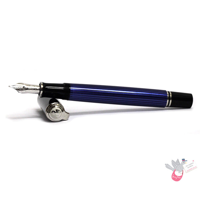 PELIKAN Souveran M405 Fountain Pen - Black/Blue/Palladium Trim - Medium