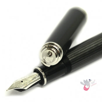 PELIKAN Souveran M405 Stresemann Fountain Pen - Anthracite/Palladium Trim (translucent stripes)