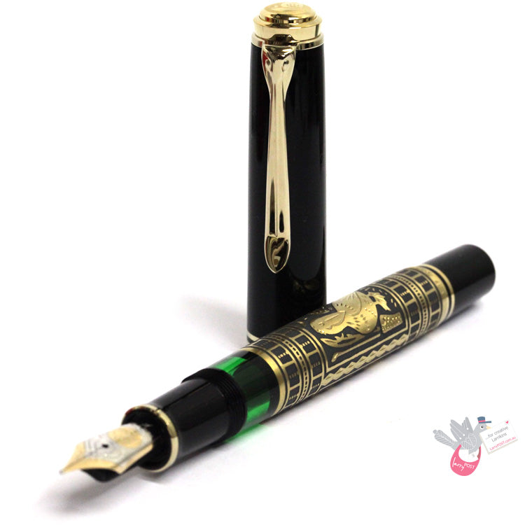 PELIKAN Toledo M900 (18K nib, 925 Silver Sleeve) Fountain Pen - Black