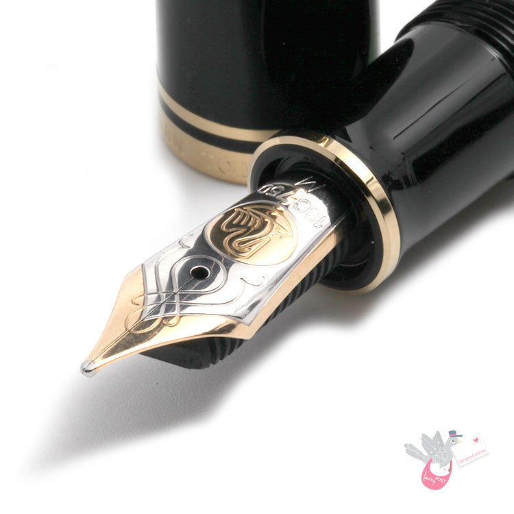 PELIKAN Toledo M900 (18K nib, 925 Silver Sleeve) Fountain Pen - Black