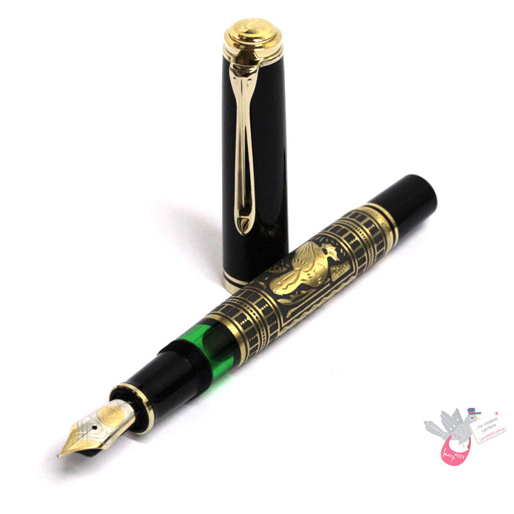 PELIKAN Toledo M900 (18K nib, 925 Silver Sleeve) Fountain Pen - Black