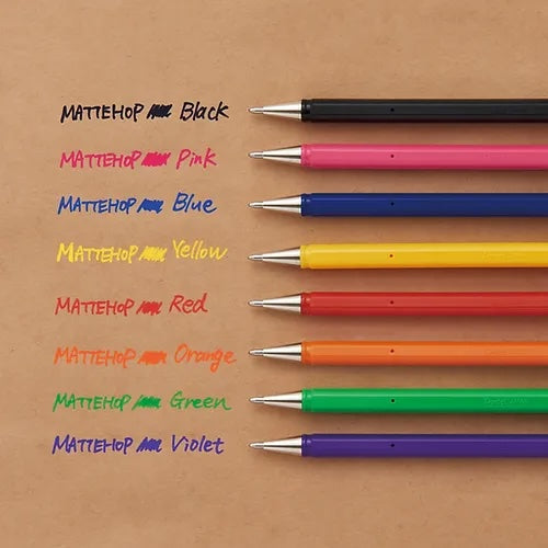 PENTEL Mattehop Gel Roller Pen Wallet - Broad (1.0mm) - Original Set of 8