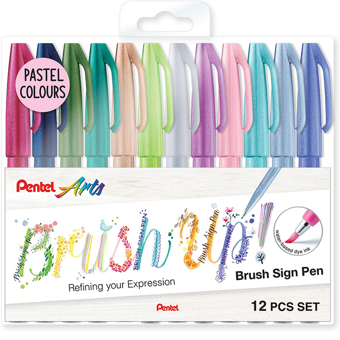 PENTEL Brush Sign Pen - Wallet x 12