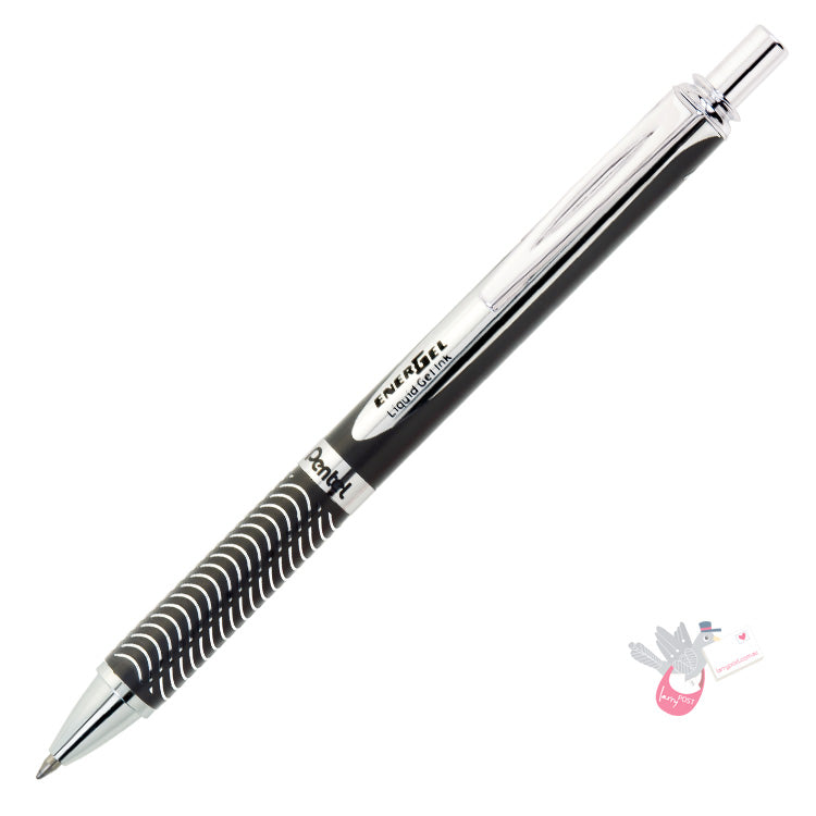 PENTEL Energel Retractable Gel Pen - Black Barrel - 0.7mm - Metal Gift Box 