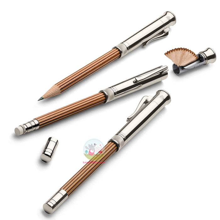 GRAF VON FABER-CASTELL Platinum Plated Perfect Pencil Extender & Brown Pencil